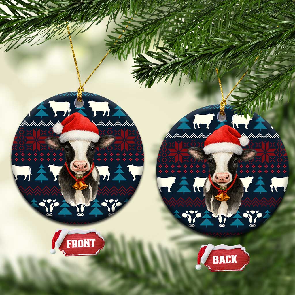 Lovely Cow Christmas Ceramic Ornament Xmas Holiday Patterns - Wonder Print Shop