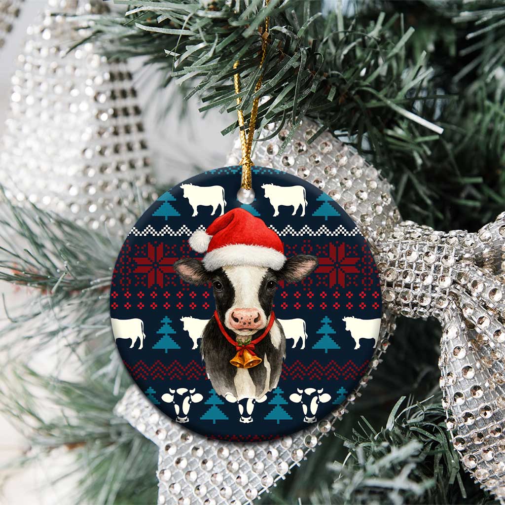 Lovely Cow Christmas Ceramic Ornament Xmas Holiday Patterns - Wonder Print Shop