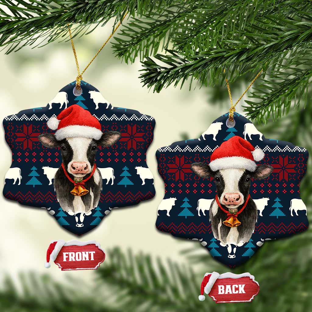 Lovely Cow Christmas Ceramic Ornament Xmas Holiday Patterns - Wonder Print Shop