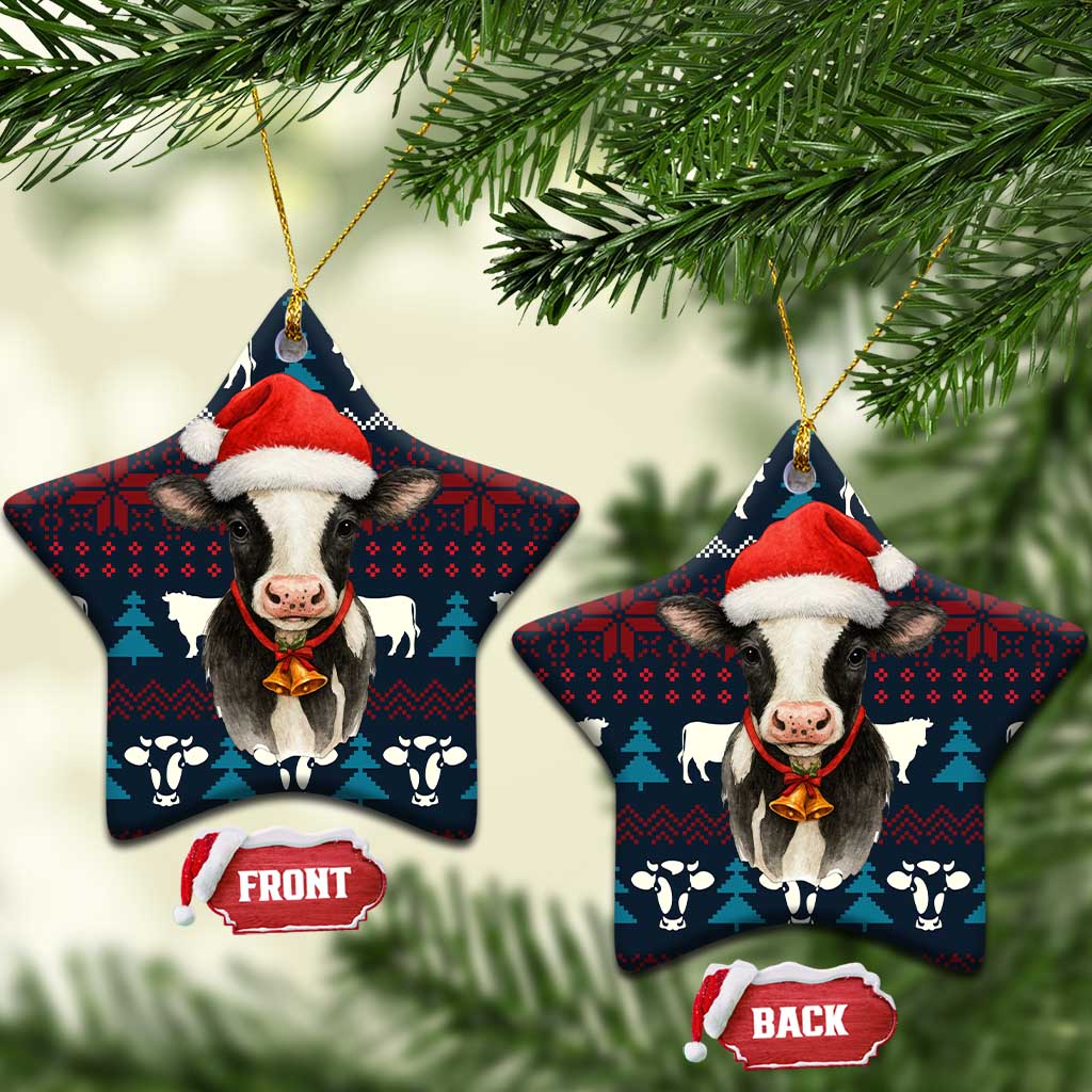 Lovely Cow Christmas Ceramic Ornament Xmas Holiday Patterns - Wonder Print Shop