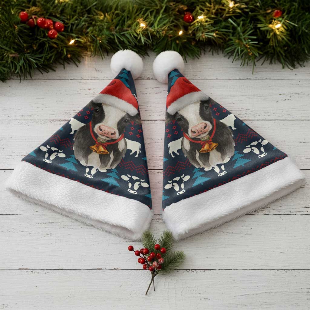 Lovely Cow Christmas Santa Hat Xmas Holiday Patterns - Wonder Print Shop