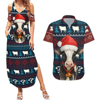 Lovely Cow Christmas Couples Matching Summer Maxi Dress and Hawaiian Shirt Xmas Holiday Patterns - Wonder Print Shop