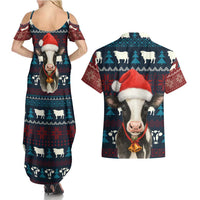 Lovely Cow Christmas Couples Matching Summer Maxi Dress and Hawaiian Shirt Xmas Holiday Patterns - Wonder Print Shop