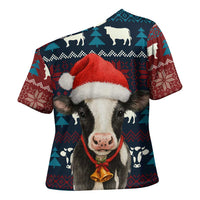 Lovely Cow Christmas Cross Shoulder Shirt Xmas Holiday Patterns - Wonder Print Shop