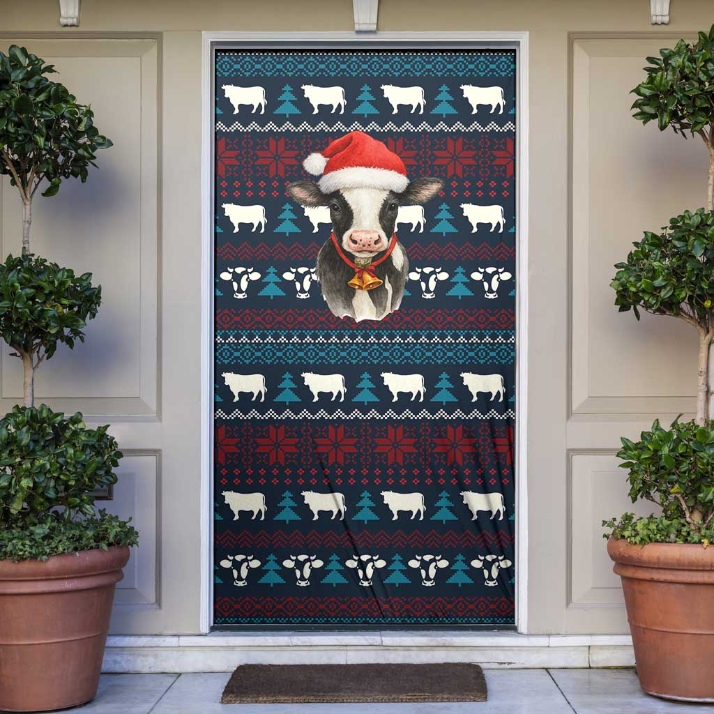 Lovely Cow Christmas Door Cover Xmas Holiday Patterns - Wonder Print Shop