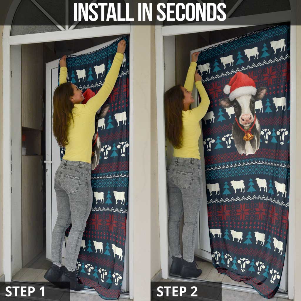 Lovely Cow Christmas Door Cover Xmas Holiday Patterns - Wonder Print Shop