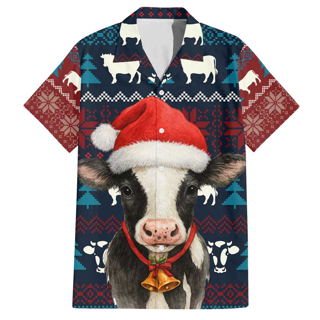 Lovely Cow Christmas Family Matching Long Sleeve Bodycon Dress and Hawaiian Shirt Xmas Holiday Patterns - Wonder Print Shop