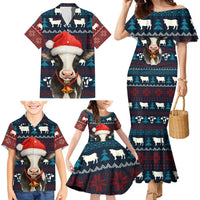 Lovely Cow Christmas Family Matching Mermaid Dress and Hawaiian Shirt Xmas Holiday Patterns - Wonder Print Shop