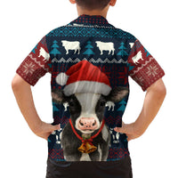 Lovely Cow Christmas Family Matching Off The Shoulder Long Sleeve Dress and Hawaiian Shirt Xmas Holiday Patterns - Wonder Print Shop