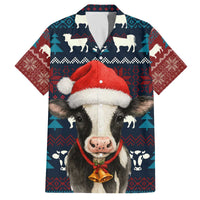 Lovely Cow Christmas Family Matching Off The Shoulder Long Sleeve Dress and Hawaiian Shirt Xmas Holiday Patterns - Wonder Print Shop