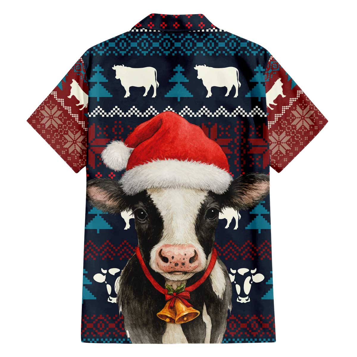 Lovely Cow Christmas Family Matching Off The Shoulder Long Sleeve Dress and Hawaiian Shirt Xmas Holiday Patterns - Wonder Print Shop