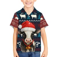 Lovely Cow Christmas Family Matching Off The Shoulder Long Sleeve Dress and Hawaiian Shirt Xmas Holiday Patterns - Wonder Print Shop