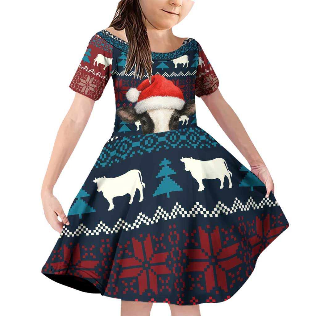Lovely Cow Christmas Family Matching Off Shoulder Short Dress and Hawaiian Shirt Xmas Holiday Patterns - Wonder Print Shop