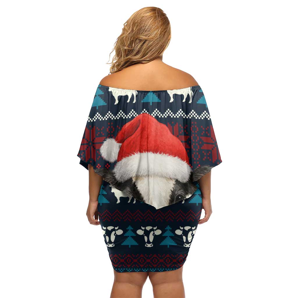 Lovely Cow Christmas Family Matching Off Shoulder Short Dress and Hawaiian Shirt Xmas Holiday Patterns - Wonder Print Shop