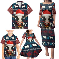 Lovely Cow Christmas Family Matching Puletasi and Hawaiian Shirt Xmas Holiday Patterns - Wonder Print Shop