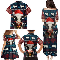 Lovely Cow Christmas Family Matching Puletasi and Hawaiian Shirt Xmas Holiday Patterns - Wonder Print Shop