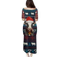 Lovely Cow Christmas Family Matching Puletasi and Hawaiian Shirt Xmas Holiday Patterns - Wonder Print Shop