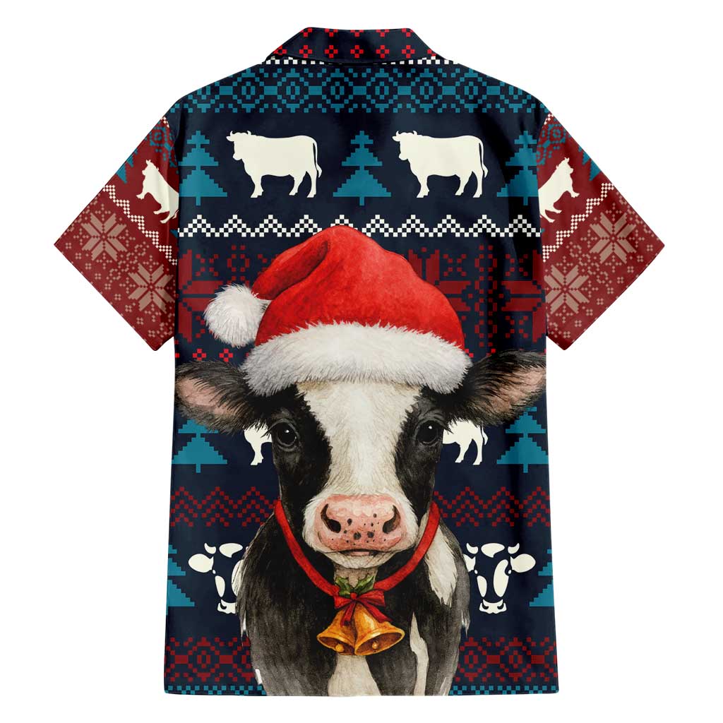 Lovely Cow Christmas Family Matching Short Sleeve Bodycon Dress and Hawaiian Shirt Xmas Holiday Patterns - Wonder Print Shop