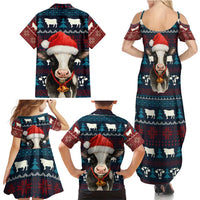 Lovely Cow Christmas Family Matching Summer Maxi Dress and Hawaiian Shirt Xmas Holiday Patterns - Wonder Print Shop