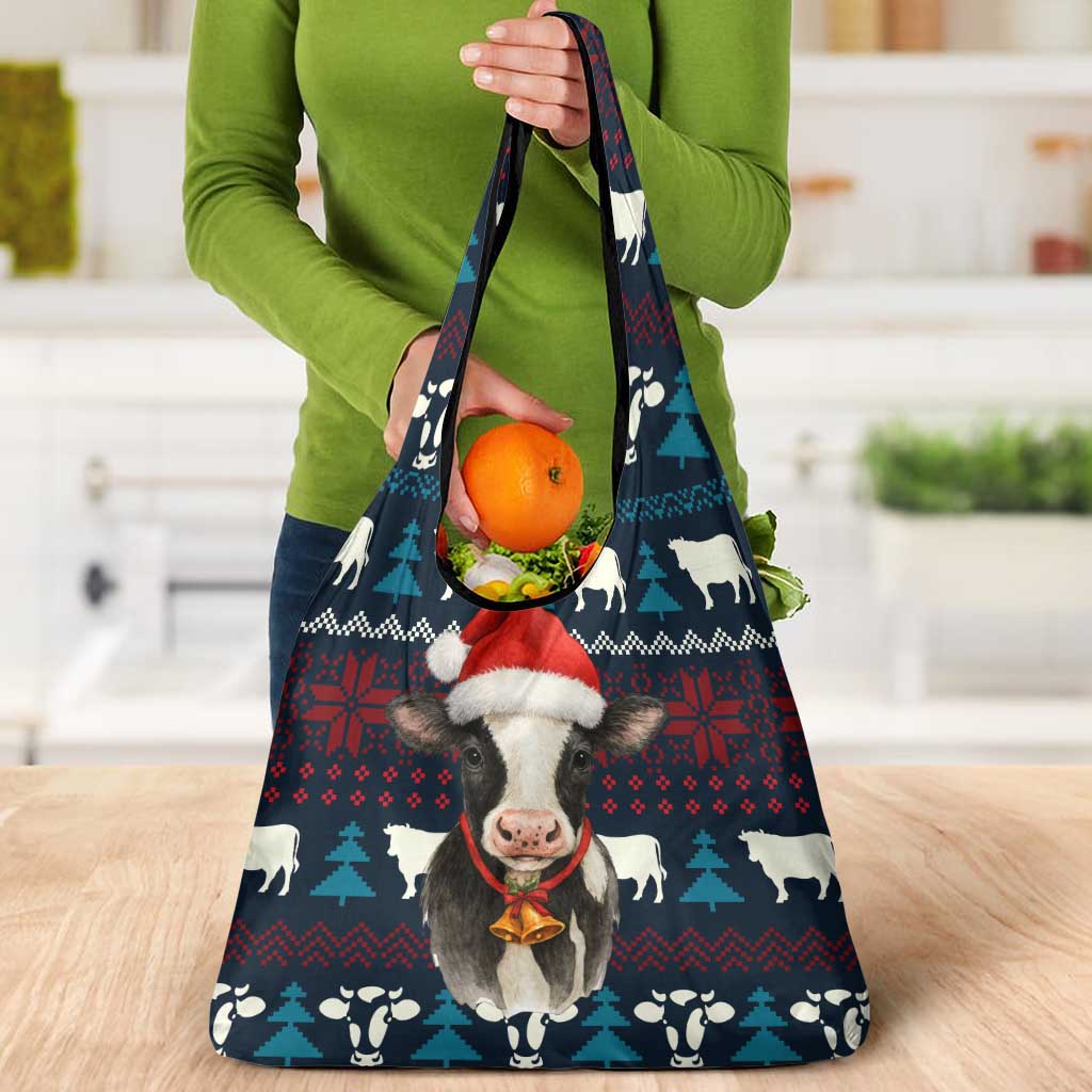Lovely Cow Christmas Grocery Bag Xmas Holiday Patterns - Wonder Print Shop