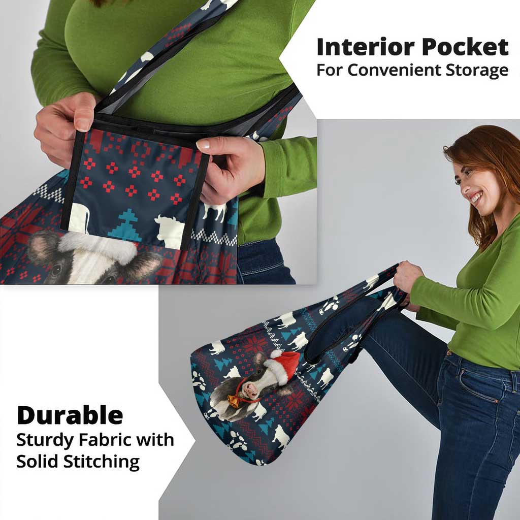 Lovely Cow Christmas Grocery Bag Xmas Holiday Patterns - Wonder Print Shop