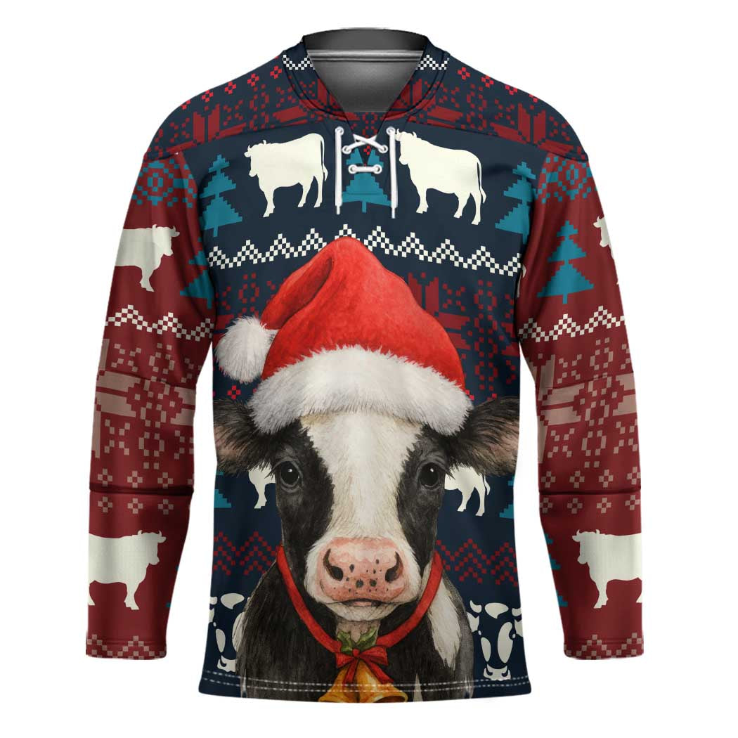 Lovely Cow Christmas Hockey Jersey Xmas Holiday Patterns - Wonder Print Shop