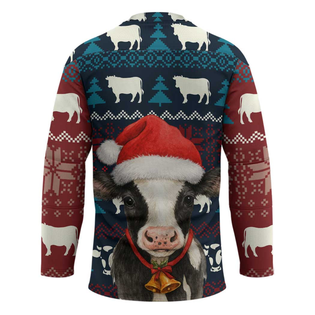 Lovely Cow Christmas Hockey Jersey Xmas Holiday Patterns - Wonder Print Shop
