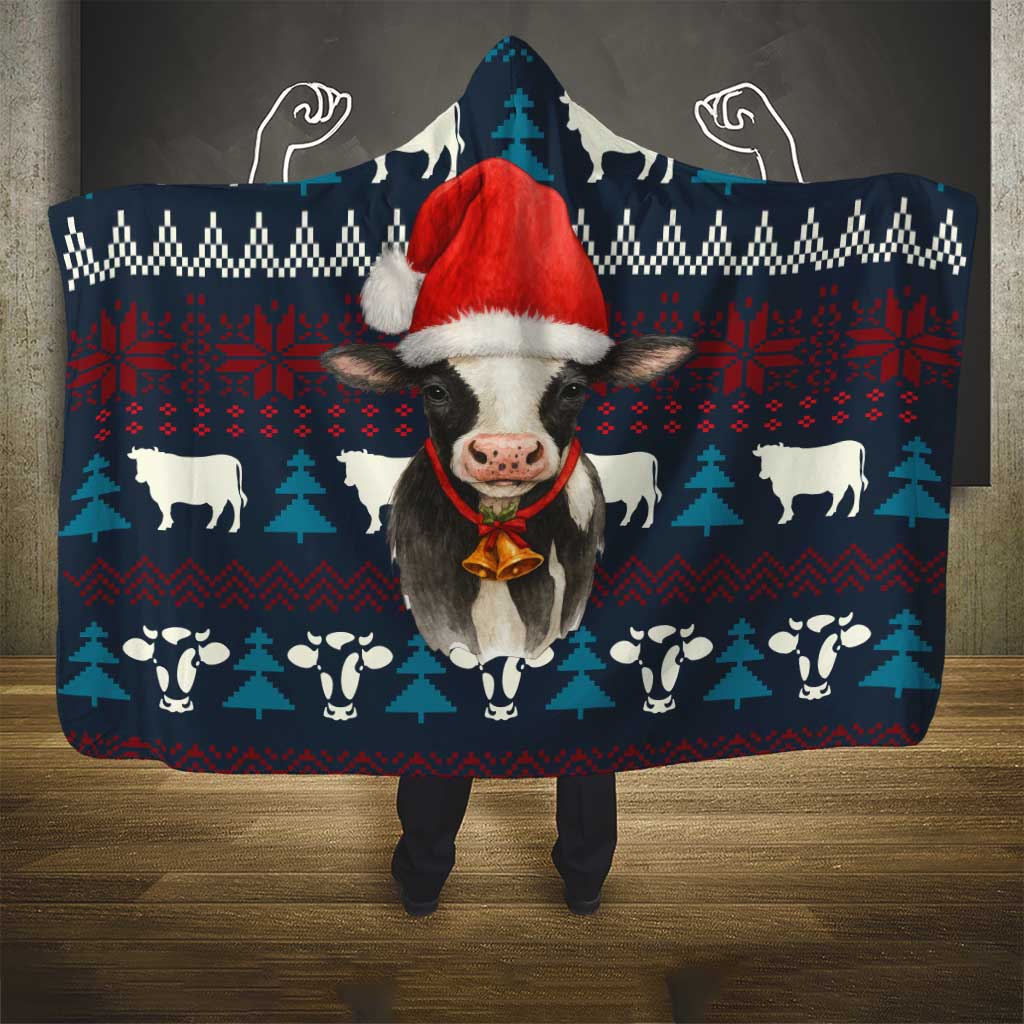 Lovely Cow Christmas Hooded Blanket Xmas Holiday Patterns - Wonder Print Shop