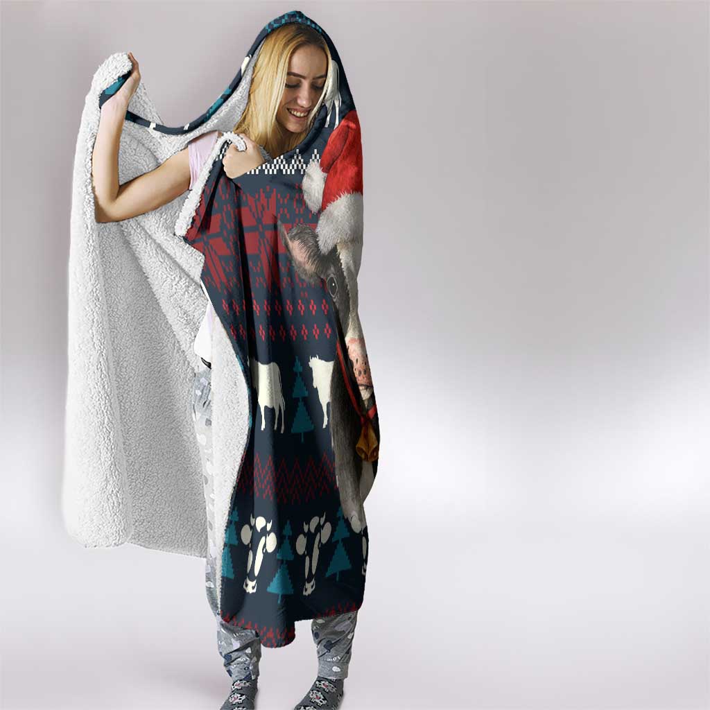 Lovely Cow Christmas Hooded Blanket Xmas Holiday Patterns - Wonder Print Shop