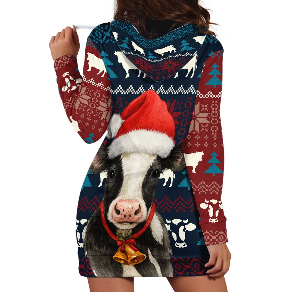 Lovely Cow Christmas Hoodie Dress Xmas Holiday Patterns - Wonder Print Shop