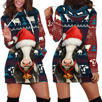 Lovely Cow Christmas Hoodie Dress Xmas Holiday Patterns - Wonder Print Shop