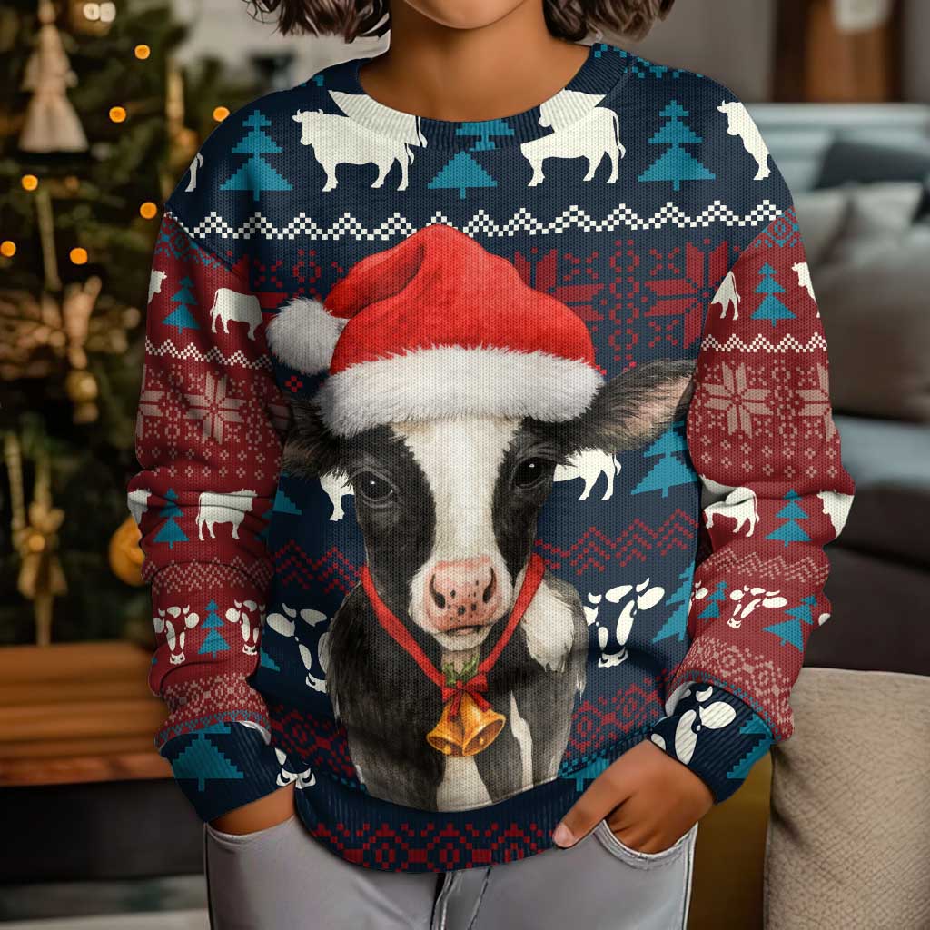 Lovely Cow Christmas Kid Ugly Christmas Sweater Xmas Holiday Patterns - Wonder Print Shop