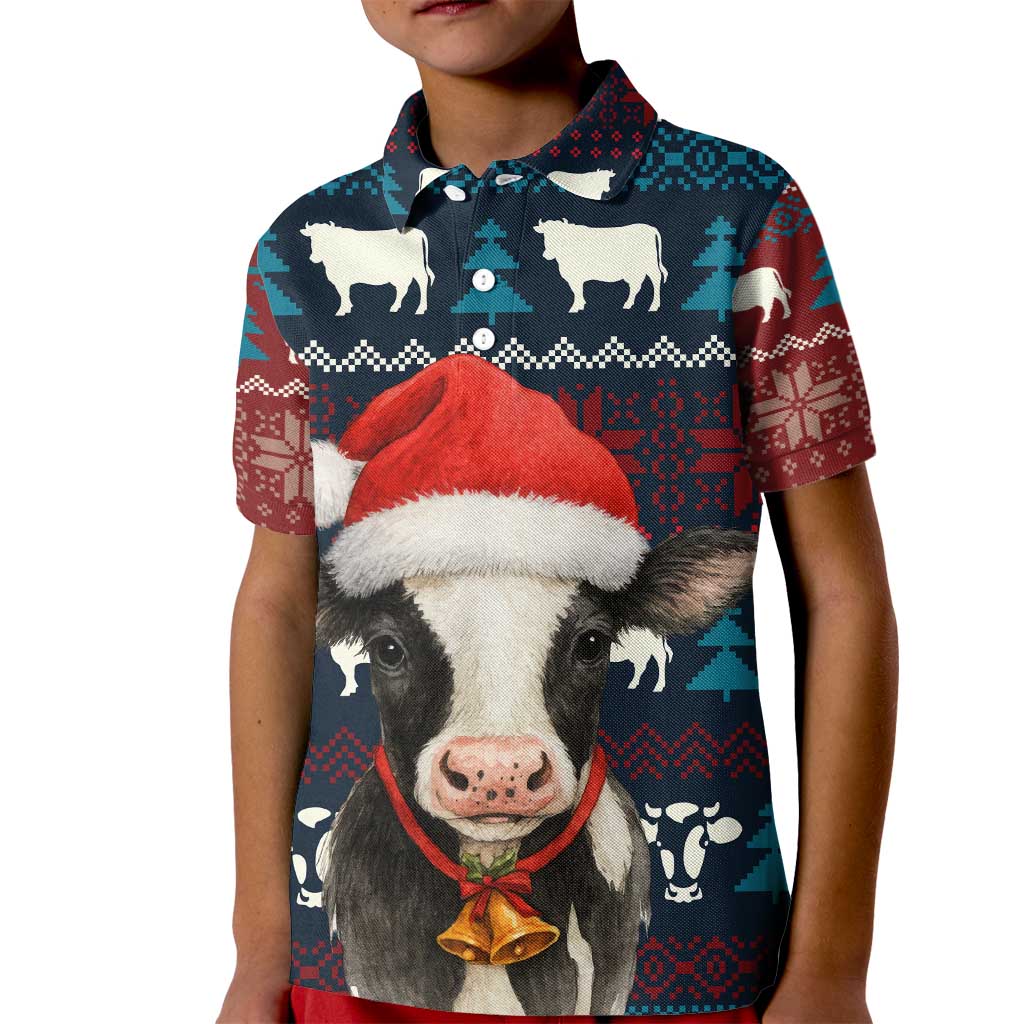 Lovely Cow Christmas Kid Polo Shirt Xmas Holiday Patterns - Wonder Print Shop