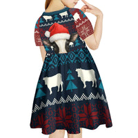 Lovely Cow Christmas Kid Short Sleeve Dress Xmas Holiday Patterns - Wonder Print Shop