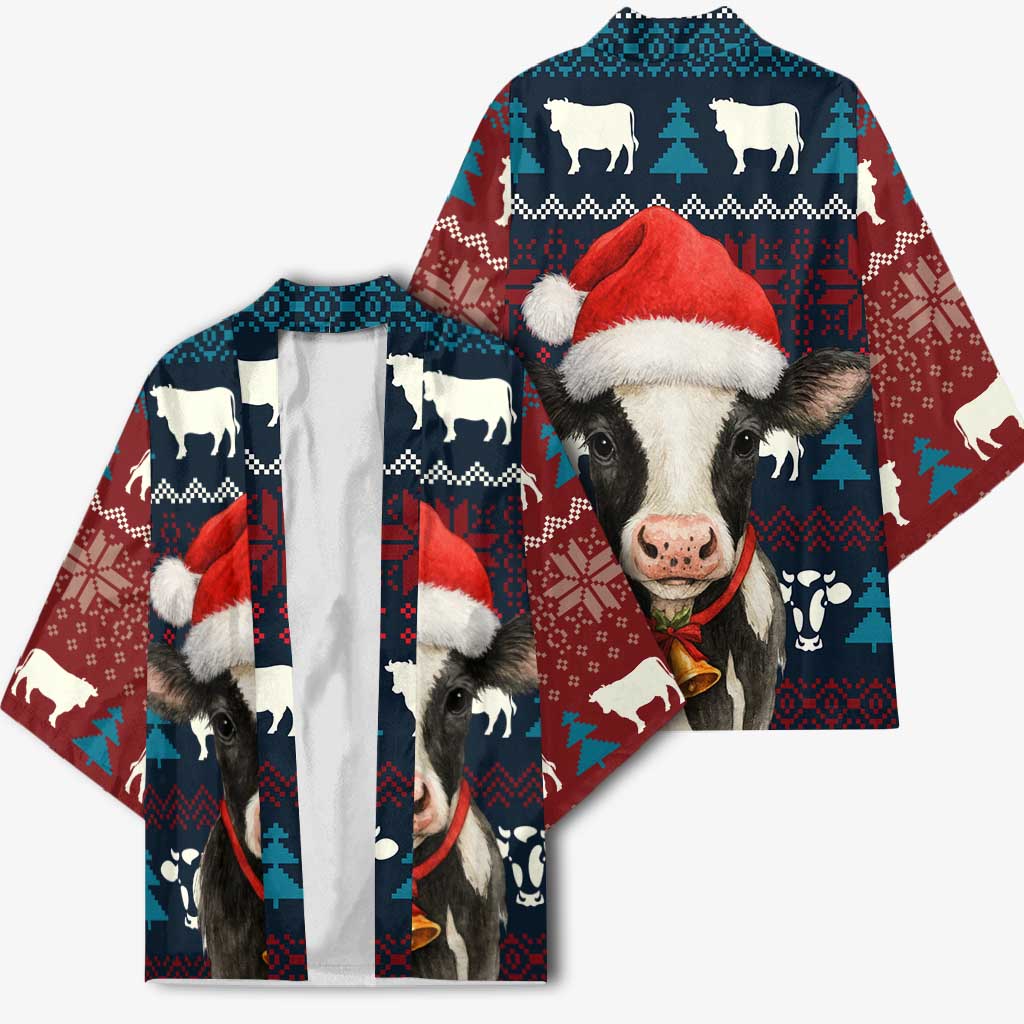 Lovely Cow Christmas Kimono Xmas Holiday Patterns - Wonder Print Shop
