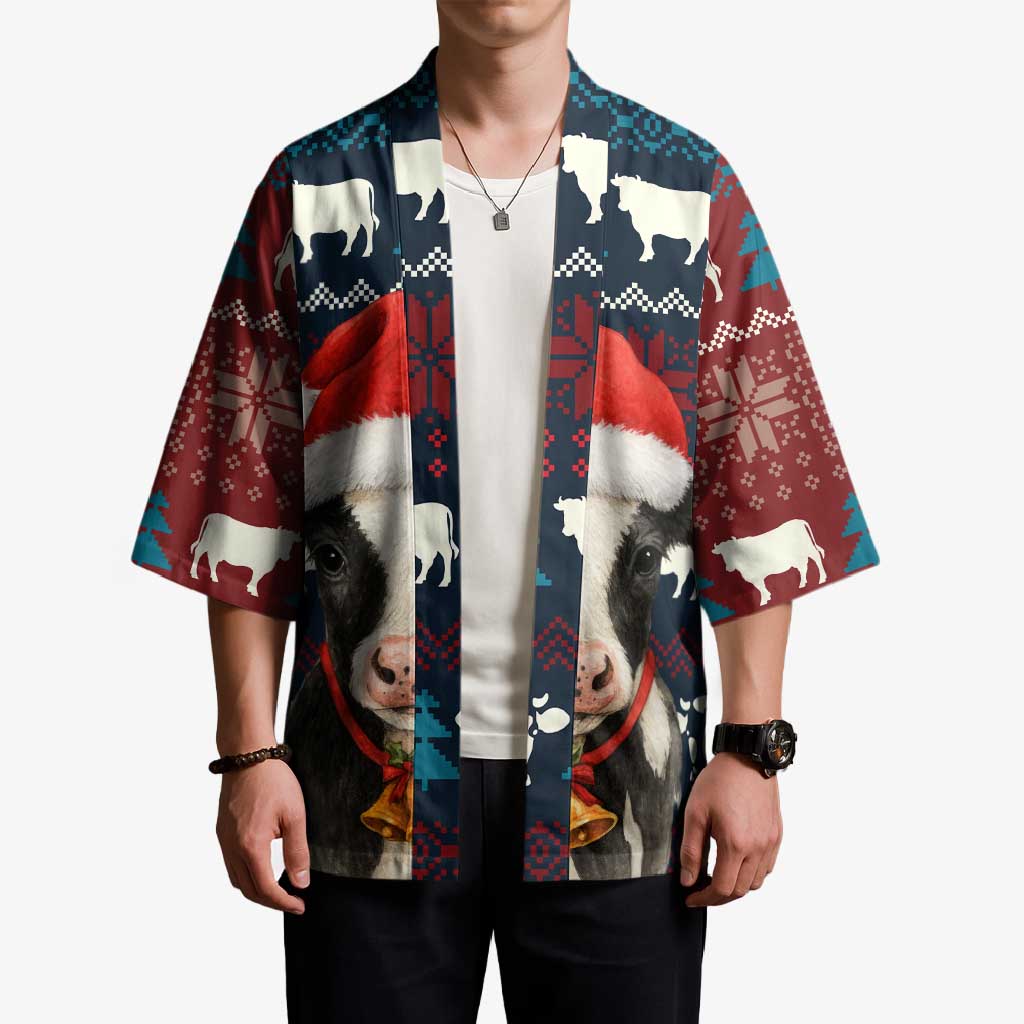 Lovely Cow Christmas Kimono Xmas Holiday Patterns - Wonder Print Shop