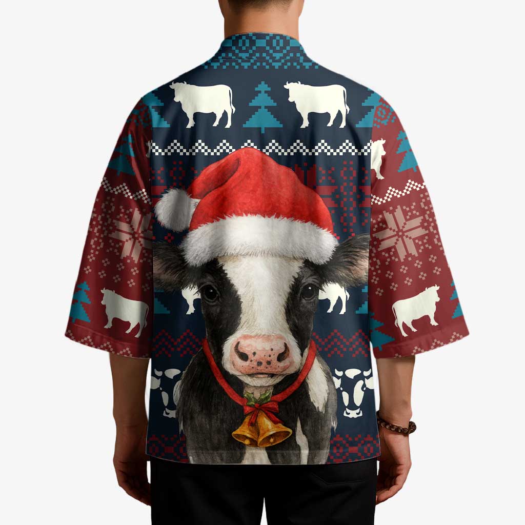 Lovely Cow Christmas Kimono Xmas Holiday Patterns - Wonder Print Shop
