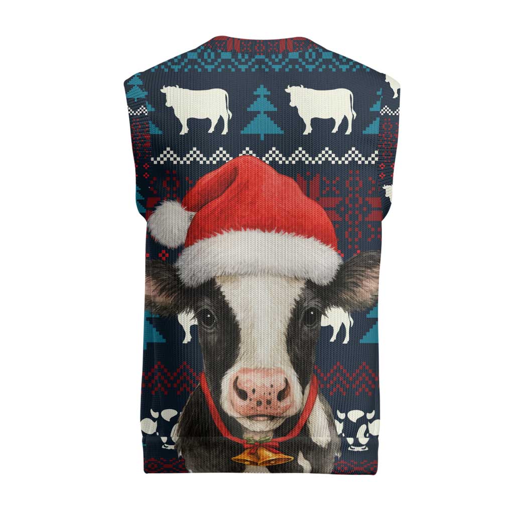 Lovely Cow Christmas Knitted V-Neck Vest Xmas Holiday Patterns - Wonder Print Shop