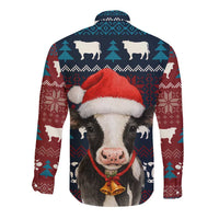 Lovely Cow Christmas Long Sleeve Button Shirt Xmas Holiday Patterns - Wonder Print Shop