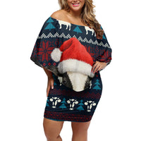 Lovely Cow Christmas Off Shoulder Short Dress Xmas Holiday Patterns - Wonder Print Shop