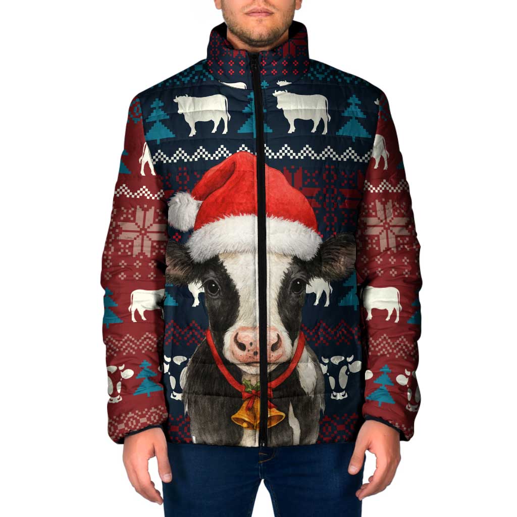 Lovely Cow Christmas Padded Jacket Xmas Holiday Patterns - Wonder Print Shop