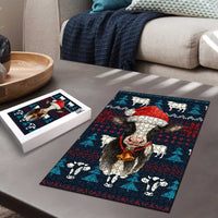 Lovely Cow Christmas Puzzle Xmas Holiday Patterns - Wonder Print Shop