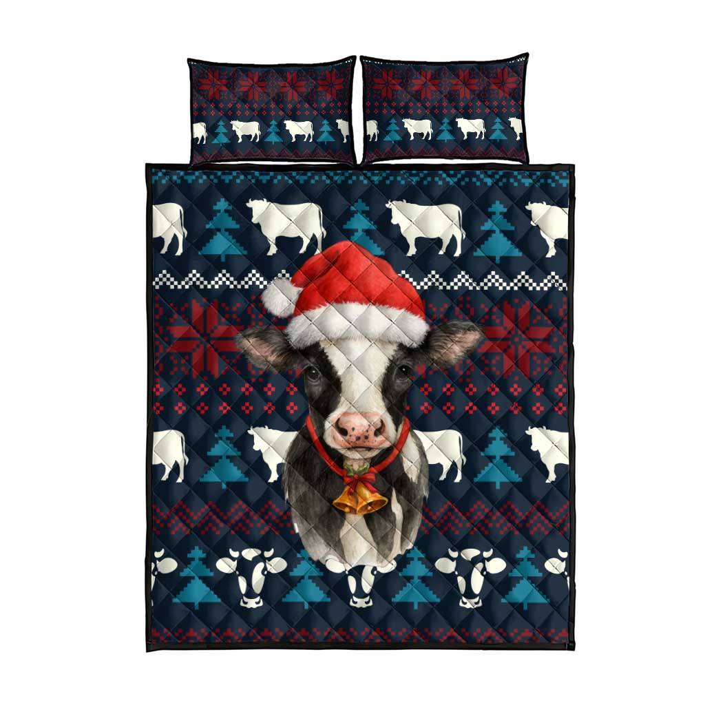 Lovely Cow Christmas Quilt Bed Set Xmas Holiday Patterns - Wonder Print Shop