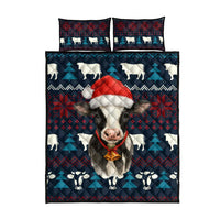 Lovely Cow Christmas Quilt Bed Set Xmas Holiday Patterns - Wonder Print Shop
