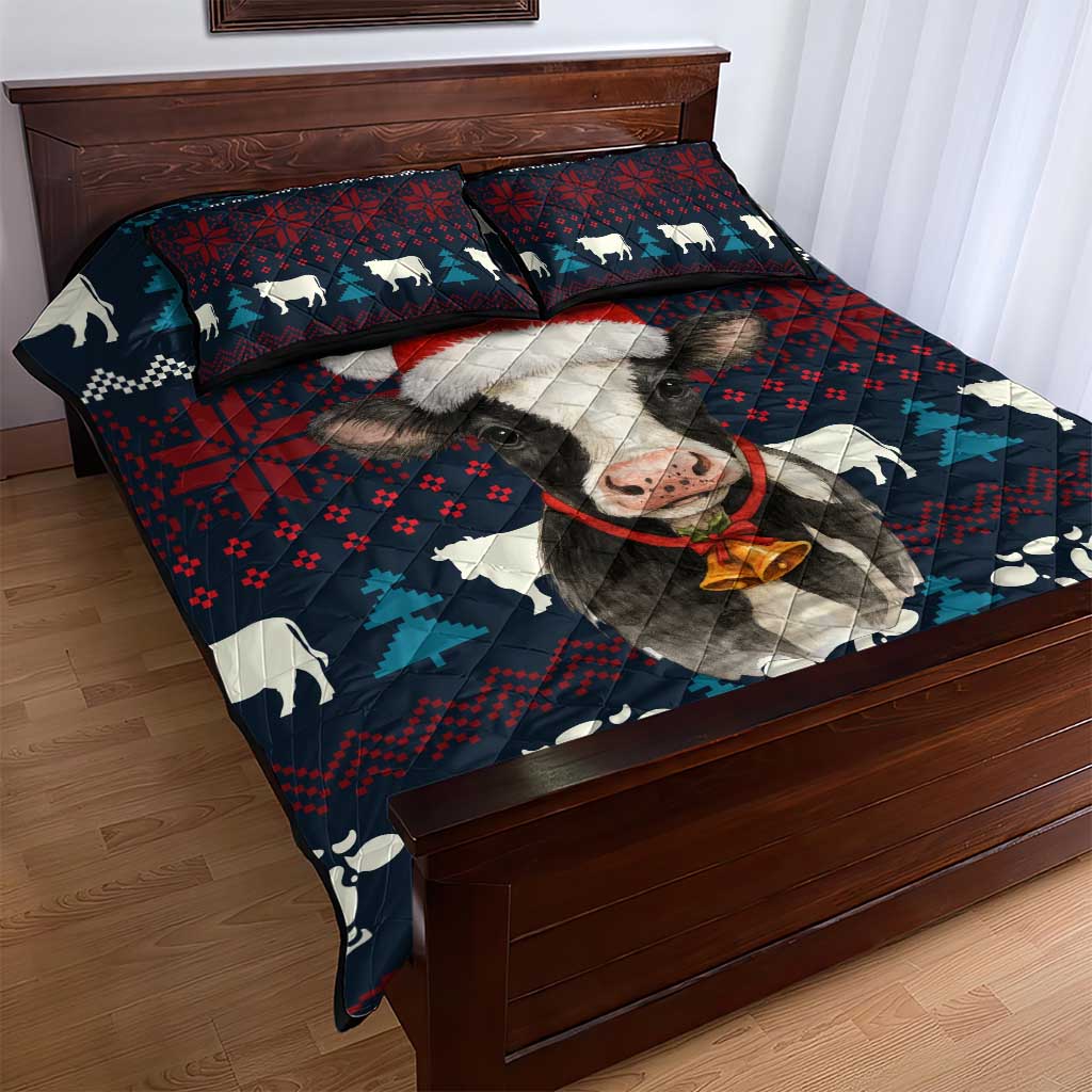 Lovely Cow Christmas Quilt Bed Set Xmas Holiday Patterns - Wonder Print Shop
