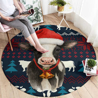 Lovely Cow Christmas Round Carpet Xmas Holiday Patterns - Wonder Print Shop