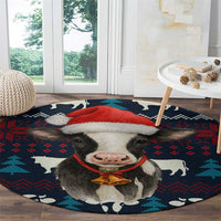 Lovely Cow Christmas Round Carpet Xmas Holiday Patterns - Wonder Print Shop