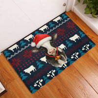 Lovely Cow Christmas Rubber Doormat Xmas Holiday Patterns - Wonder Print Shop