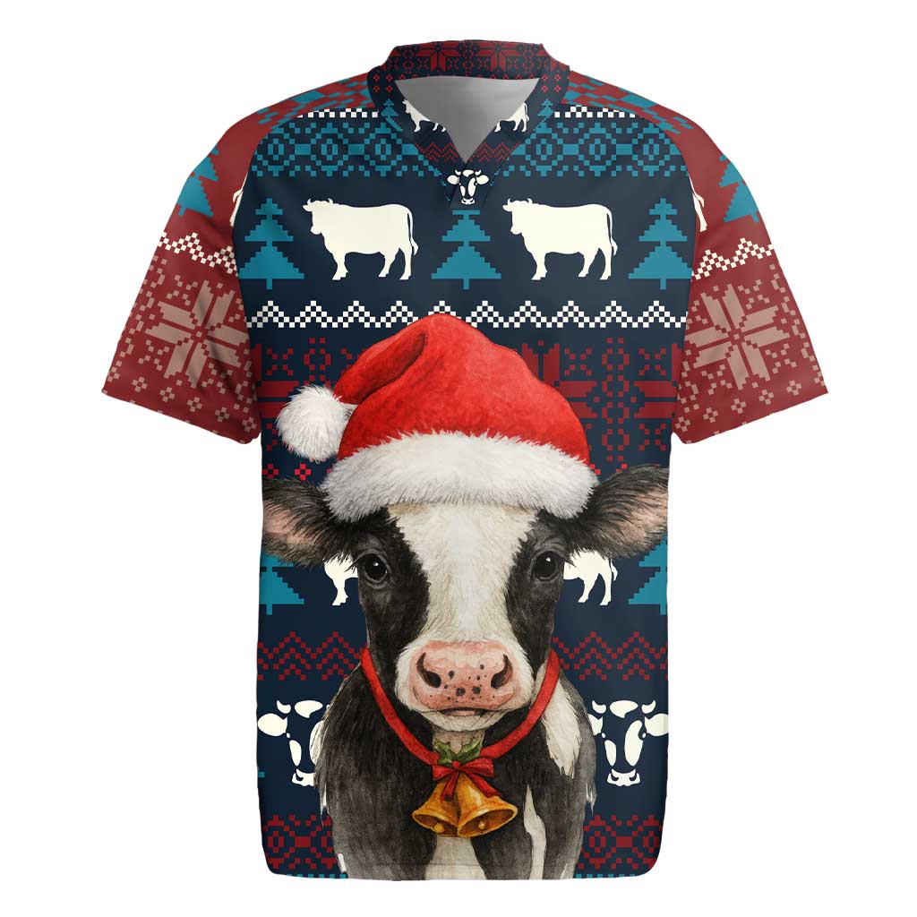 Lovely Cow Christmas Rugby Jersey Xmas Holiday Patterns - Wonder Print Shop