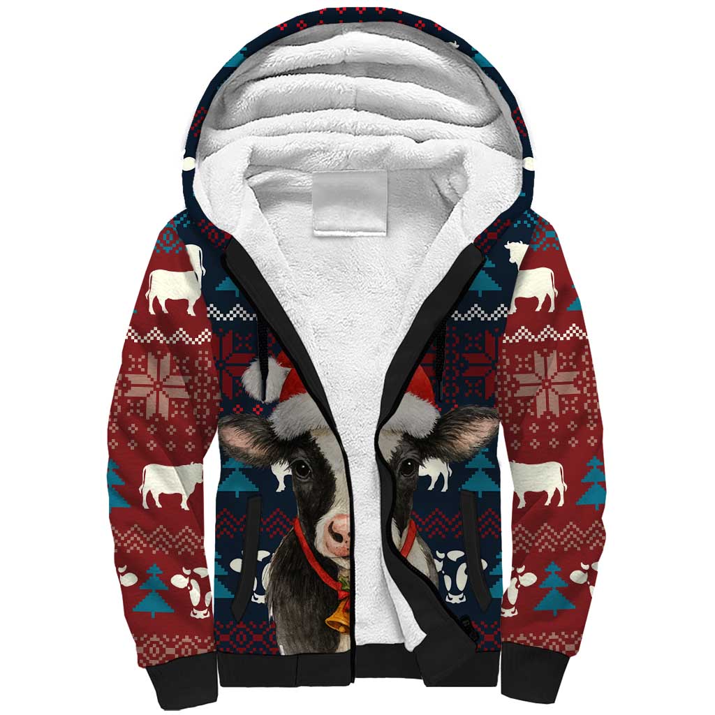 Lovely Cow Christmas Sherpa Hoodie Xmas Holiday Patterns - Wonder Print Shop